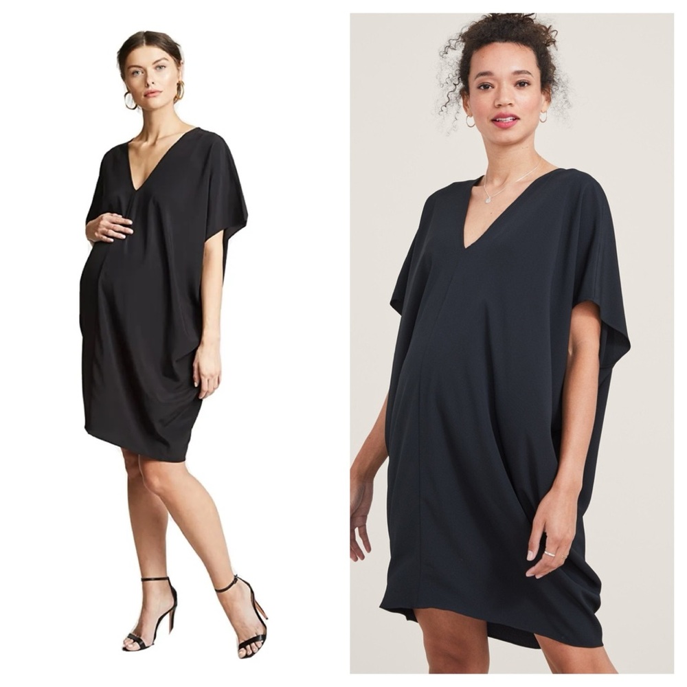 Hatch The Slouch Mini Dress Kaftan V-Neck Lightweight Maternity One Size Black